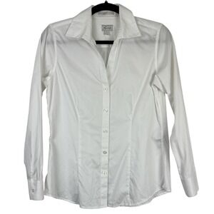 Foxcroft Wrinkle-Free‎ White Button Down Shirt Women's Small Long Sleeve